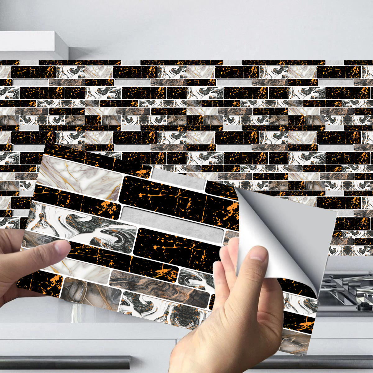 HD Black Mosaic Tile Stickers