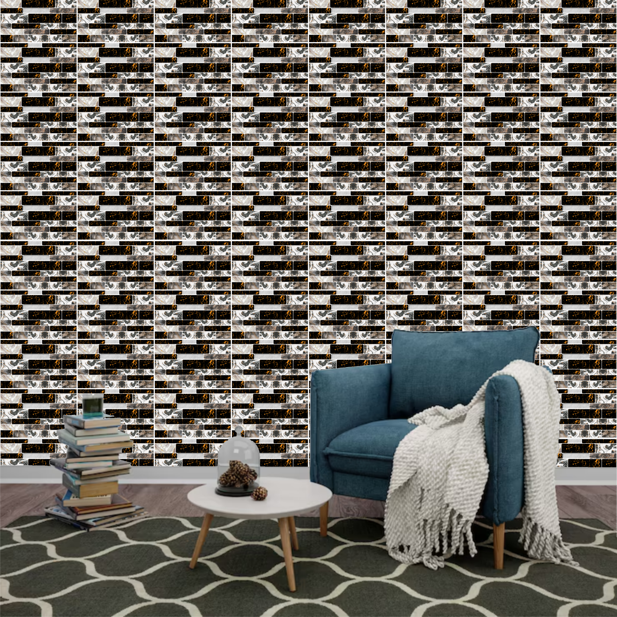 HD Black Mosaic Tile Stickers