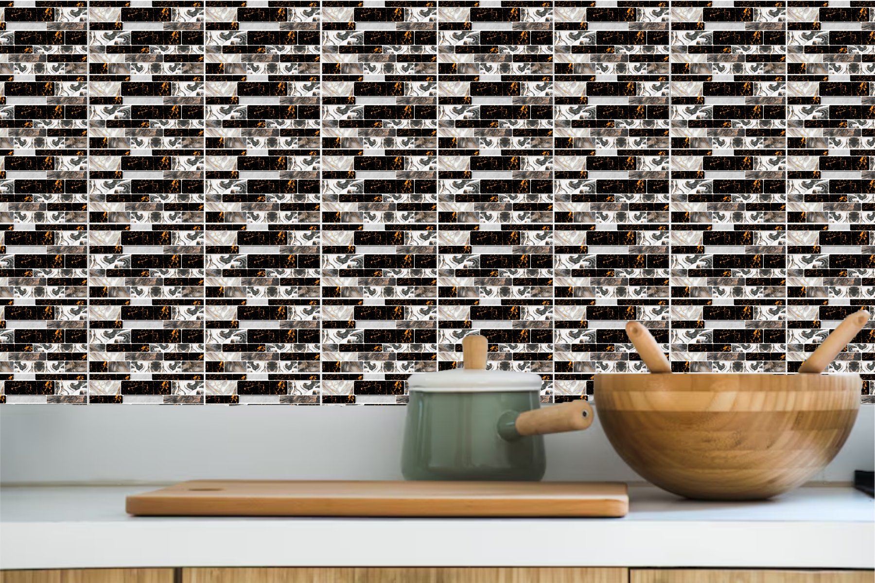 HD Black Mosaic Tile Stickers