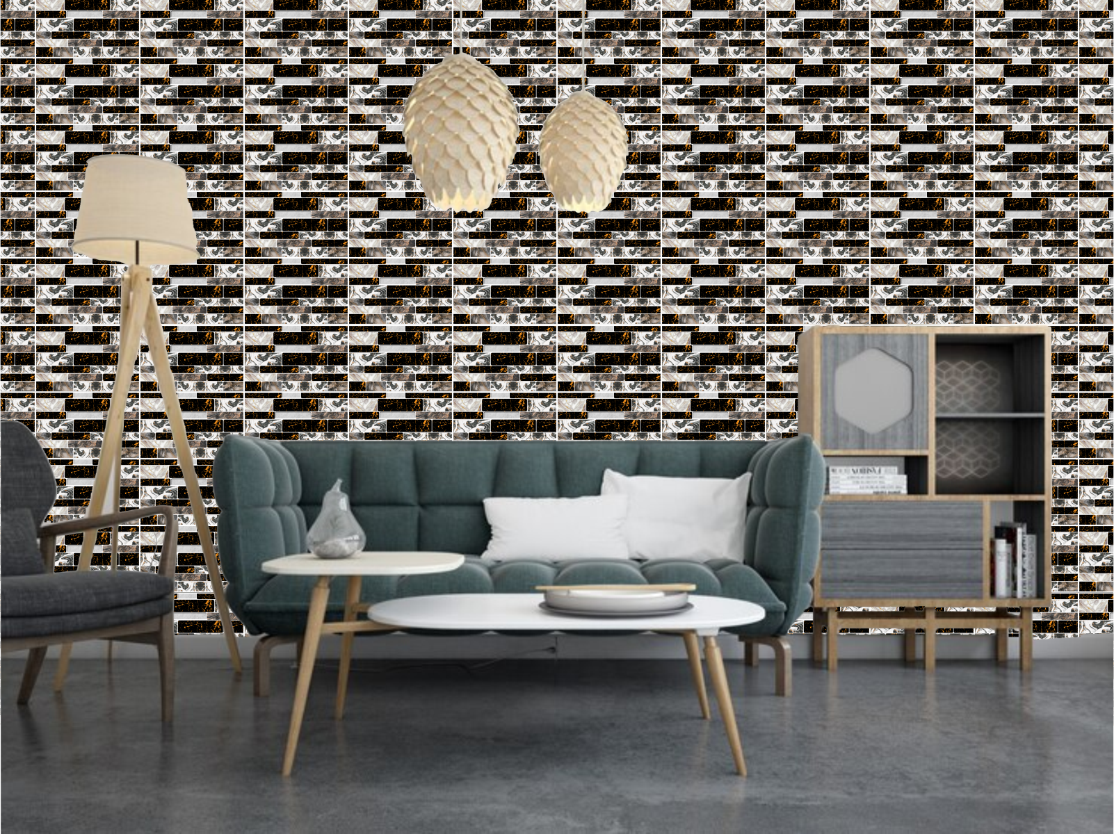 HD Black Mosaic Tile Stickers